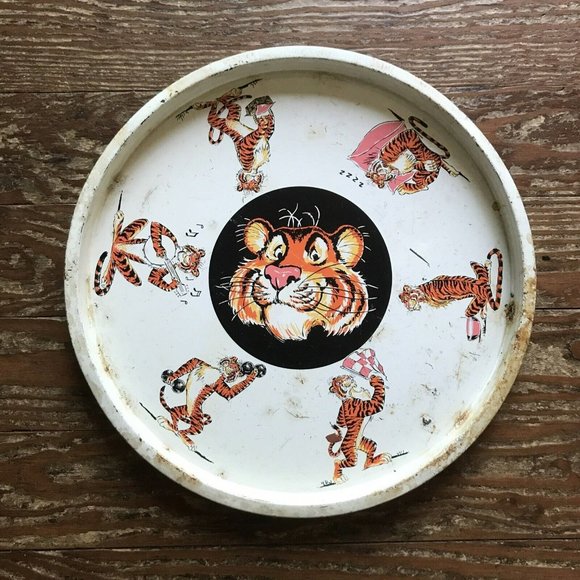 Vintage ESSO EXON Tiger Gas Advertising Round Metal Serving  Tray.13in - Picture 1 of 2